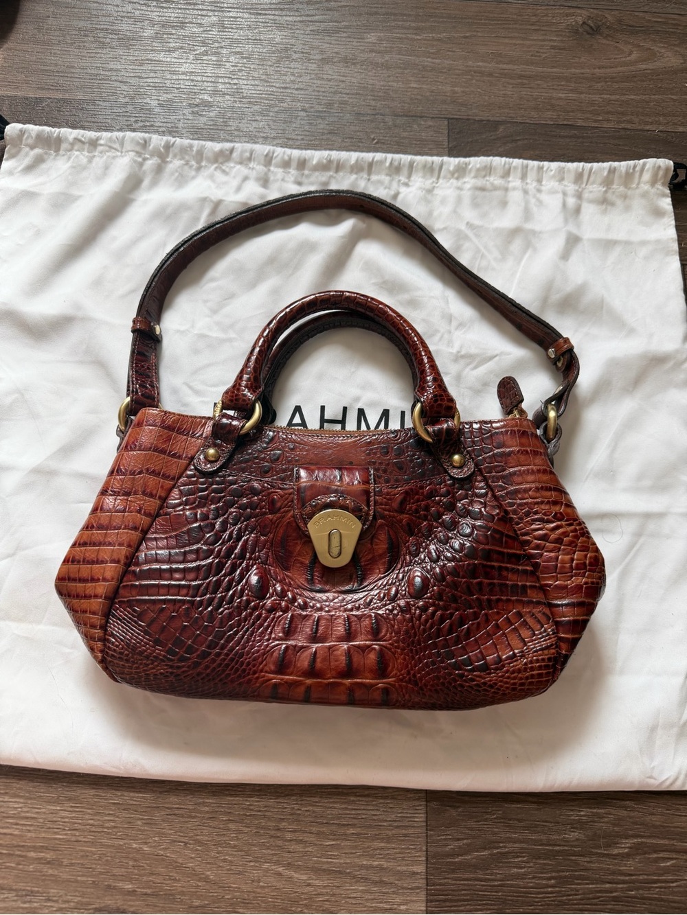 Brahmin Croc-Embossed Leather Handbag